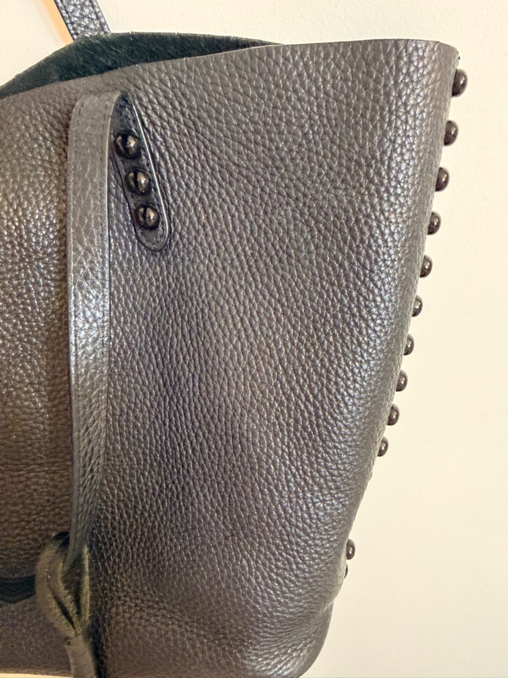 Rebecca Minkoff Black Pebbled Leather Studded Tote Bag - Picture 4 of 7